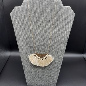 New! Ivory and Gold Tassel Statement Necklace